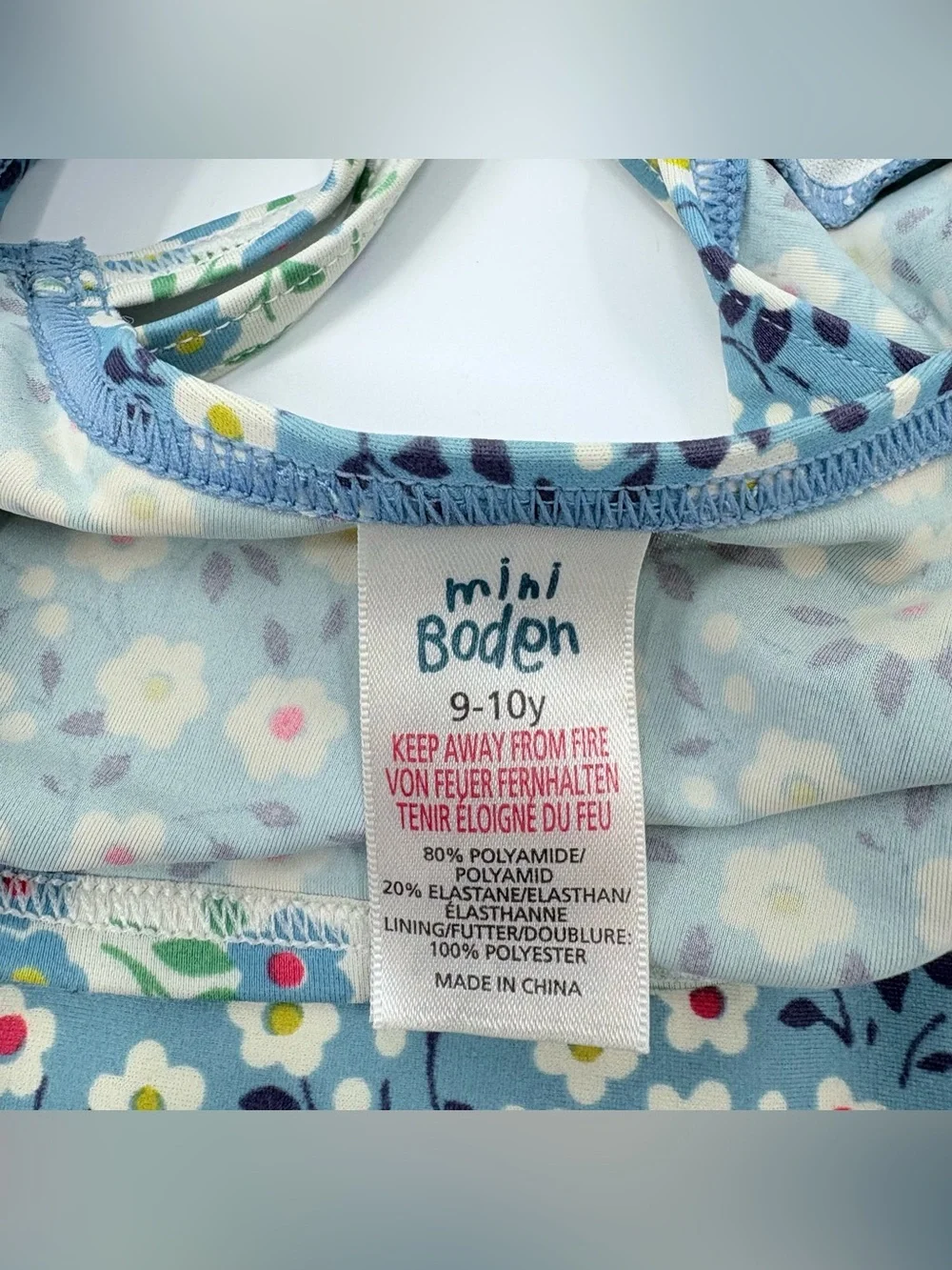 Mini Boden Sapphire Blue Meadow Floral Cross Back Bikini Set